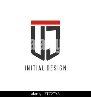 UJ initial esport logo with simple shield design style vector graphic Stock Vector
