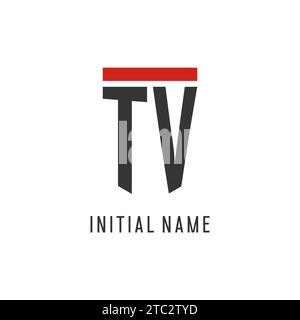 TV initial esport logo with simple shield design style vector graphic Stock Vector