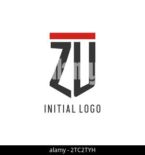 ZU initial esport logo with simple shield design style vector graphic Stock Vector
