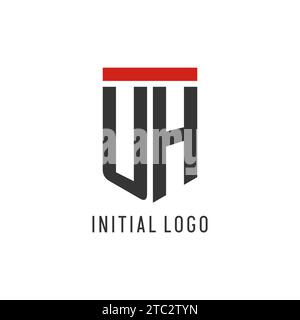 UH initial esport logo with simple shield design style vector graphic Stock Vector