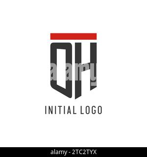 OH initial esport logo with simple shield design style vector graphic Stock Vector