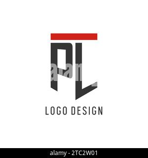 PL initial esport logo with simple shield design style vector graphic Stock Vector