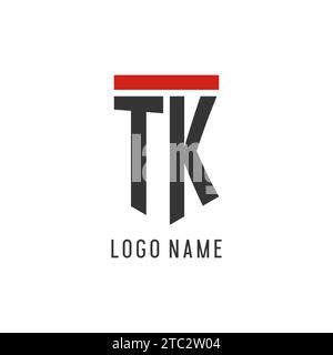 TK initial esport logo with simple shield design style vector graphic Stock Vector