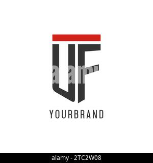 UF initial esport logo with simple shield design style vector graphic Stock Vector
