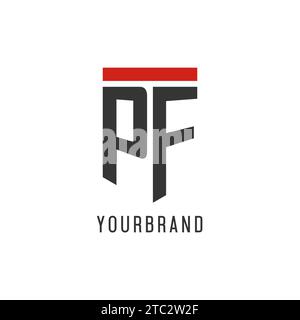 PF initial esport logo with simple shield design style vector graphic Stock Vector