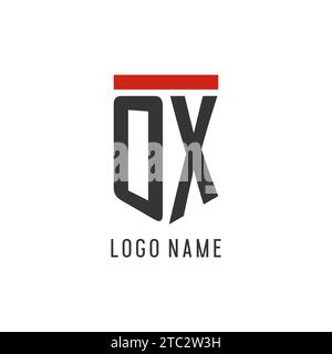 OX initial esport logo with simple shield design style vector graphic Stock Vector