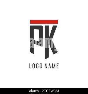 PK initial esport logo with simple shield design style vector graphic Stock Vector