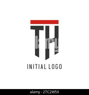 TH initial esport logo with simple shield design style vector graphic Stock Vector