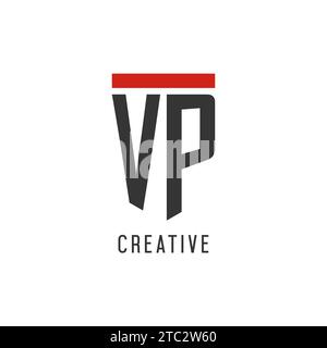 VP initial esport logo with simple shield design style vector graphic Stock Vector