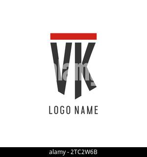 VK initial esport logo with simple shield design style vector graphic Stock Vector