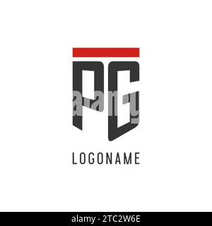 PG initial esport logo with simple shield design style vector graphic Stock Vector
