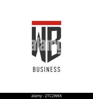 WB initial esport logo with simple shield design style vector graphic Stock Vector