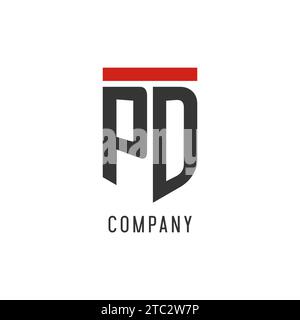 PD initial esport logo with simple shield design style vector graphic Stock Vector