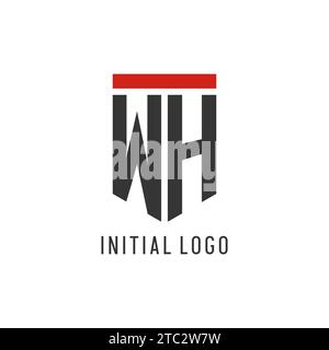 WH initial esport logo with simple shield design style vector graphic Stock Vector