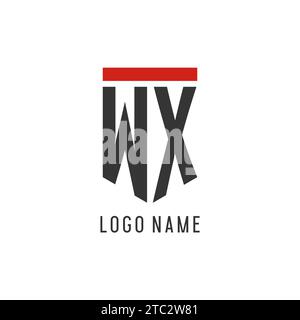 WX initial esport logo with simple shield design style vector graphic Stock Vector