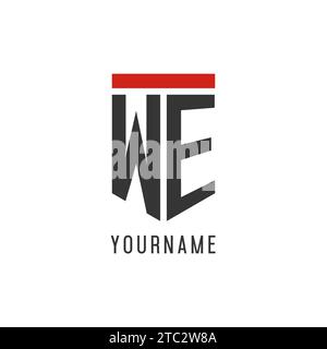 WE initial esport logo with simple shield design style vector graphic Stock Vector