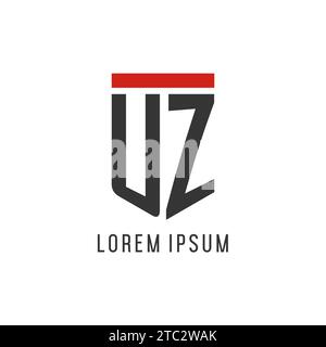 UZ initial esport logo with simple shield design style vector graphic Stock Vector