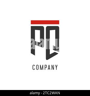 PQ initial esport logo with simple shield design style vector graphic Stock Vector
