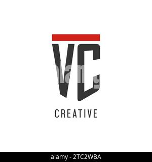 VC initial esport logo with simple shield design style vector graphic Stock Vector