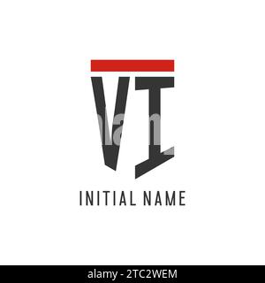 VI initial esport logo with simple shield design style vector graphic Stock Vector