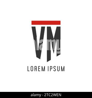 VM initial esport logo with simple shield design style vector graphic Stock Vector