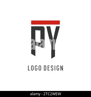 PY initial esport logo with simple shield design style vector graphic Stock Vector