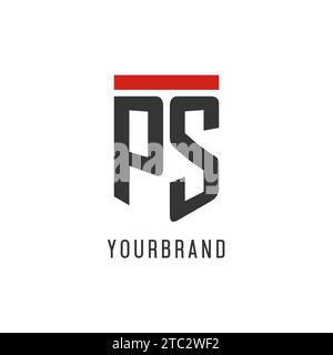 PS initial esport logo with simple shield design style vector graphic Stock Vector
