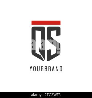 QS initial esport logo with simple shield design style vector graphic Stock Vector