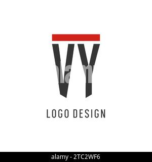 VY initial esport logo with simple shield design style vector graphic Stock Vector