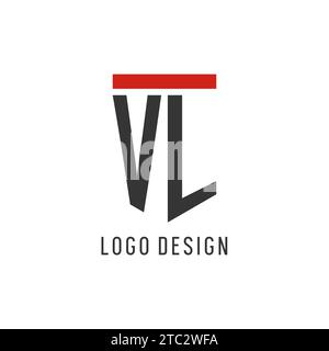 VL initial esport logo with simple shield design style vector graphic Stock Vector
