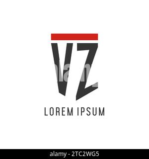 VZ initial esport logo with simple shield design style vector graphic Stock Vector
