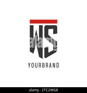 WS initial esport logo with simple shield design style vector graphic Stock Vector