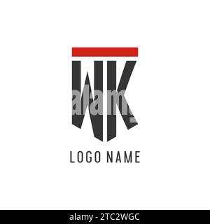 WK initial esport logo with simple shield design style vector graphic Stock Vector