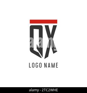 QX initial esport logo with simple shield design style vector graphic Stock Vector