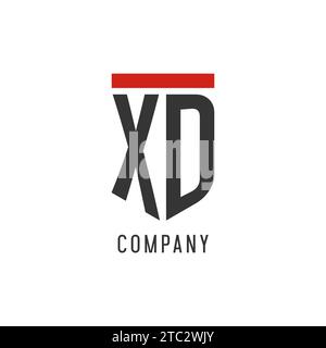 XD initial esport logo with simple shield design style vector graphic Stock Vector