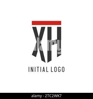 XH initial esport logo with simple shield design style vector graphic Stock Vector