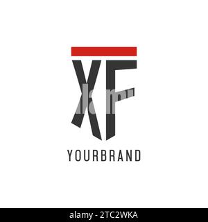 XF initial esport logo with simple shield design style vector graphic Stock Vector