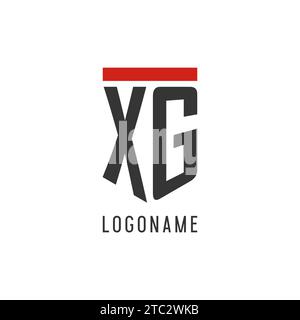 XG initial esport logo with simple shield design style vector graphic Stock Vector