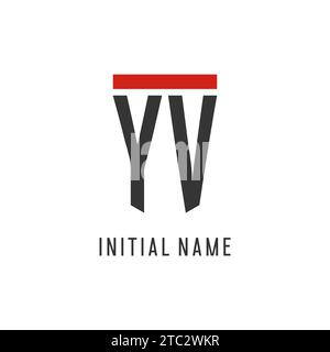 YV initial esport logo with simple shield design style vector graphic Stock Vector