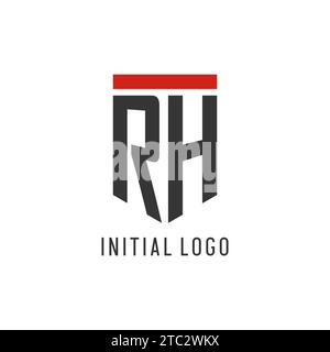 RH initial esport logo with simple shield design style vector graphic Stock Vector