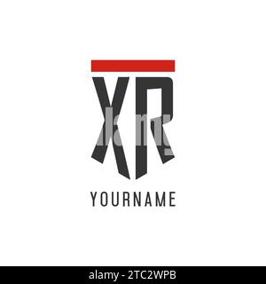 XR initial esport logo with simple shield design style vector graphic Stock Vector