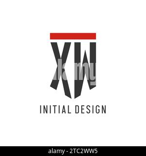 XW initial esport logo with simple shield design style vector graphic Stock Vector