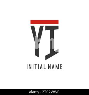 YI initial esport logo with simple shield design style vector graphic Stock Vector