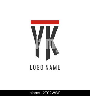 YK initial esport logo with simple shield design style vector graphic Stock Vector