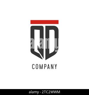 QD initial esport logo with simple shield design style vector graphic Stock Vector