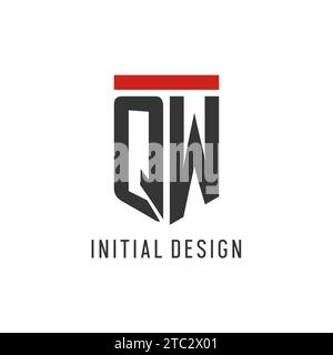 QW initial esport logo with simple shield design style vector graphic Stock Vector