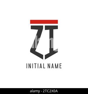 ZI initial esport logo with simple shield design style vector graphic Stock Vector