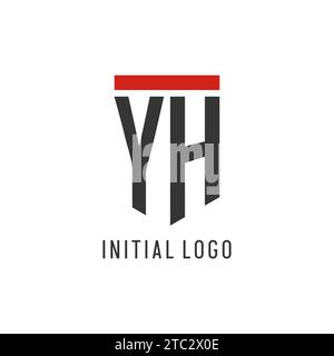 YH initial esport logo with simple shield design style vector graphic Stock Vector