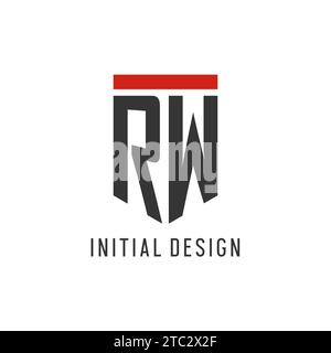 RW initial esport logo with simple shield design style vector graphic Stock Vector