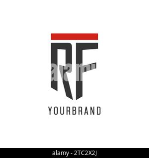 RF initial esport logo with simple shield design style vector graphic Stock Vector